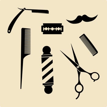 Silhouette Barber Equipment Template Design Icon vector