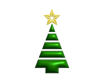 The isolated green Christmas tree 3D icon with yellow star on top png