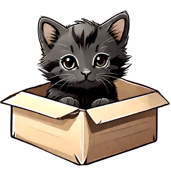 AI generated Black kitten in box png