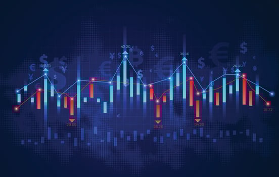 Stock market or forex trading graph in graphic concept suitable for financial investment or Economic trends business idea and all art work design. vector