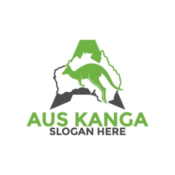 Initial letter A with Kangaroo and Australia Map logo vector template, Creative Initial letter logo