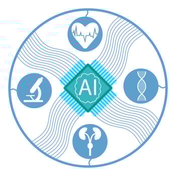 The use of artificial intelligence in the field of medicine for early diagnosis of diseases, flat vector illustration