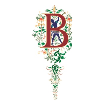 Art Renaissance Initial Caps Font Capital Letter B vector design