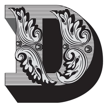 Art Federal Initial Caps Font Capital Letter D vector design