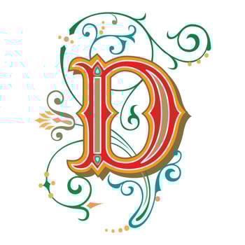 Art Tuscani Initial Caps Font Capital Letter D vector design