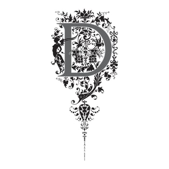 Art Renaissance Initial Caps Font Capital Letter D vector design