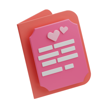 Wedding Object Wedding Card 3D Illustration png