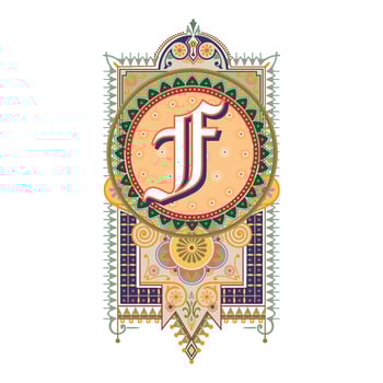 Art Marquesa Initial Caps Font Capital Letter F vector design