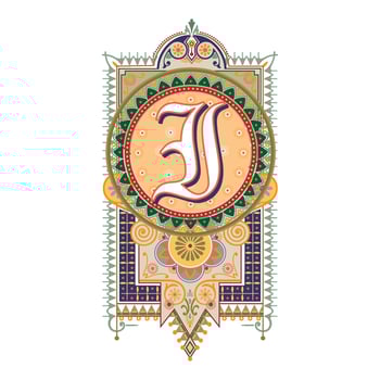 Art Marquesa Initial Caps Font Capital Letter I vector design