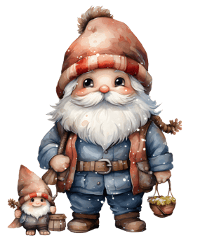 AI generated Watercolor of chubby cute elderly gnome older man on transparent. AI Generated png