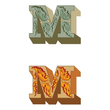 Art Federal Initial Caps Font Capital Letter M vector design