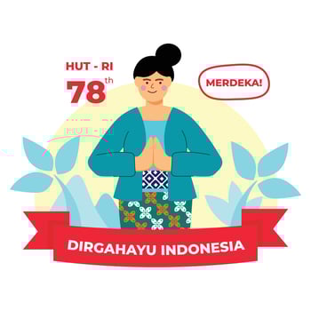 Vector flat illustration people celebrating indonesian independence day
