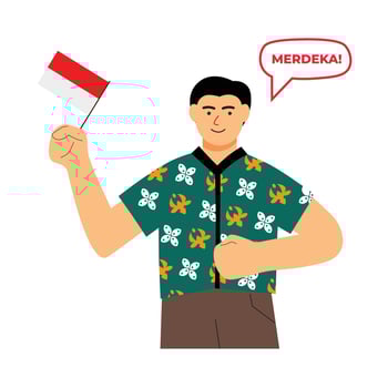 Vector flat illustration people celebrating indonesian independence day