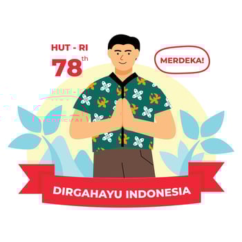 Vector flat illustration people celebrating indonesian independence day