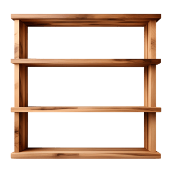 AI generated Empty Wooden Bookshelves Isolated on Transparent Background png