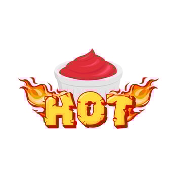 hot fire with sauce in bowl illustration vector