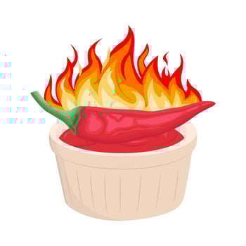 hot fire chili with sauce illustration vector