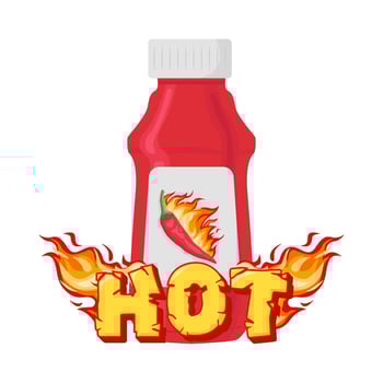 hot fire with bottle sauce illustration vector