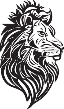 Lion simple mascot logo design illustration, black and white vector