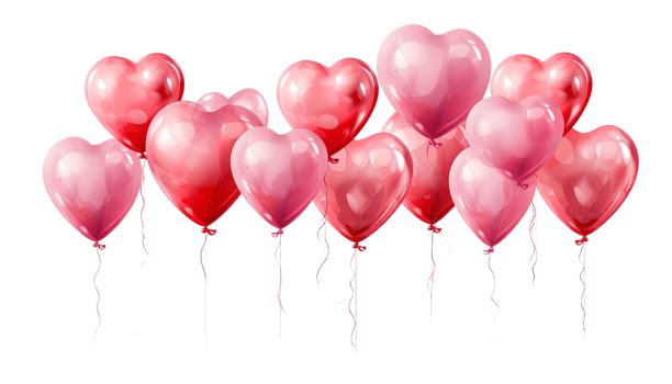 AI generated Heart Balloons, Love Air Balloons, Romantic Floaters Clipart, Valentine's Decor, Heart-shaped Inflatables, Balloon Bunches, Transparent Balloon PNG