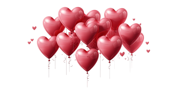 AI generated Heart Balloons, Love Air Balloons, Romantic Floaters Clipart, Valentine's Decor, Heart-shaped Inflatables, Balloon Bunches, Transparent Balloon PNG