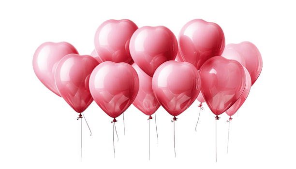 AI generated Heart Balloons, Love Air Balloons, Romantic Floaters Clipart, Valentine's Decor, Heart-shaped Inflatables, Balloon Bunches, Transparent Balloon PNG