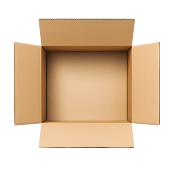 AI generated Top view of beige opened box with empty space for product display or similar cases. Reay for mockup. Transparent PNG inside