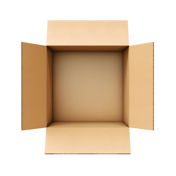 AI generated Top view of beige opened box with empty space for product display or similar cases. Reay for mockup. Transparent PNG inside