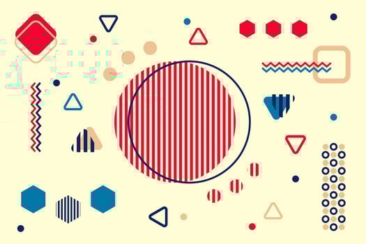 Abstract background in The Memphis style. Chaotically arranged geometric shapes on a light background vector