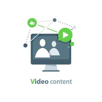 Video blogging concept,internet marketing and advertising,watching stream tv, viral video vector