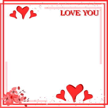 Romantic Frame, Flower Heart Background. Valentine Frame Border. png