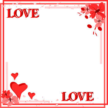 Romantic Frame, Flower Heart Background. Valentine Frame Border. png