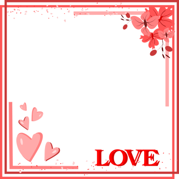 Valentine Love frame. Flower Heart Background. Floral Clipart Illustration png