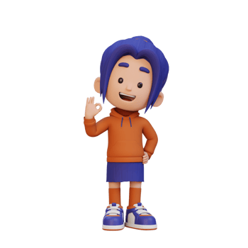 3D cute girl give ok sign png