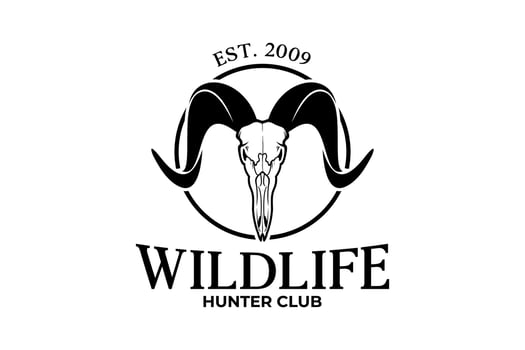 Goat Skull Horns Wildlife Vector Logo Design