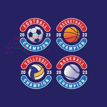 set sports logo soccer, basketball, volleyball, baseball badge design vector template