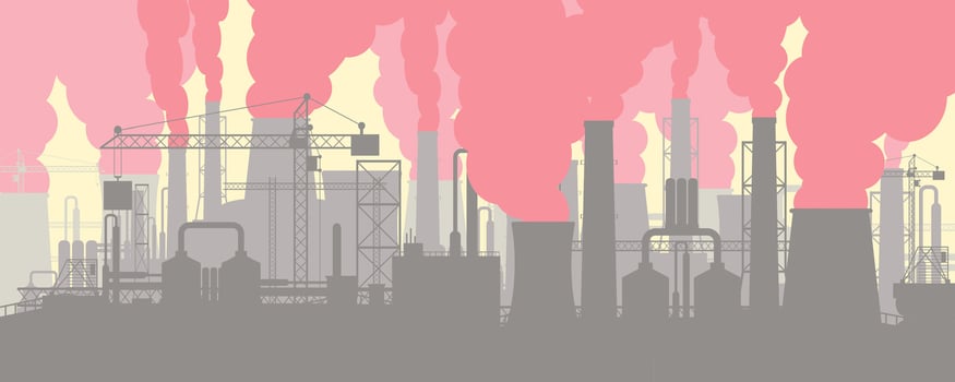 Panoramic industrial silhouette landscape. vector