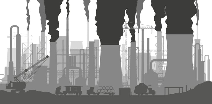 Panoramic industrial silhouette landscape. vector