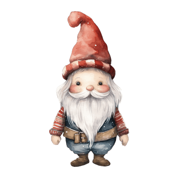 AI generated gnome with a cute red hat and sweater. AI generated image png