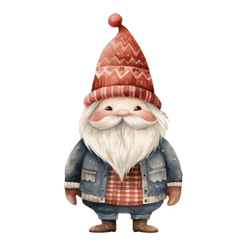 AI generated gnome with a cute red hat and sweater. AI generated image png