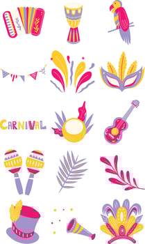 Festive Brazilian Carnival Illustration Set vector