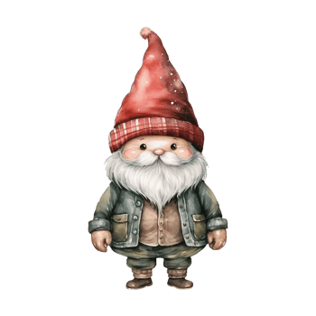 AI generated gnome with a cute red hat and sweater. AI generated image png