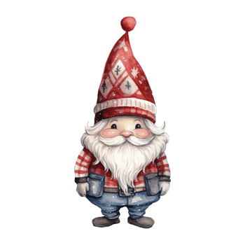 AI generated gnome with a cute red hat and sweater. AI generated image png