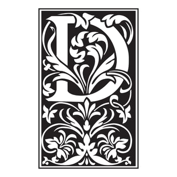 victoriana Initial Caps Font Capital Letter D vector design