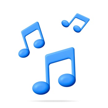3D Music Note Icon Isolated on White. Render Button with Music Symbol. Note Realistic Design In Plastic Style. Musical Note, Sound, Song or Noise Sign. Vector illustration