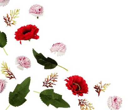 set of flowers and leaves corner png