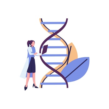 nanotechnology, digital structure of dna, science concept flat vector illustration design