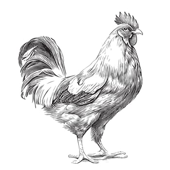 Rooster sketch hand drawn in doodle style Vector illustration