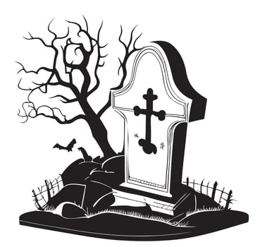 Old cartoon cemetery hand drawn sketch Vector illustration