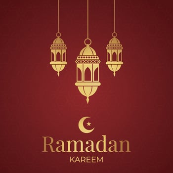 Ramadan eid mubarak greeting card with mosque silhouette free vector illustration